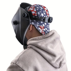 Flame Resistant Welding Cap American Flag Print Mesh Liner Elastic Low Crown