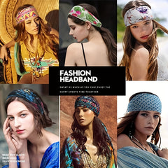Floral Print Criss Cross Headband Wide Elastic Head Hoop Sweatband