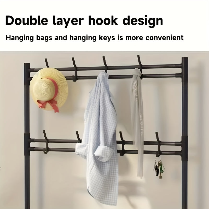 Entrance Coat Rack Foyer Shoe Rack with Storage Shelves