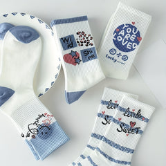 8 Pairs Letter Print Mid Tube Socks Women's Stockings