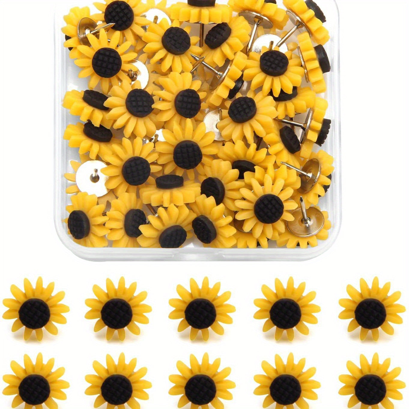 Sunflower Push Pins, Decorative Flower Cork Board Tacks for Bulletin Board
