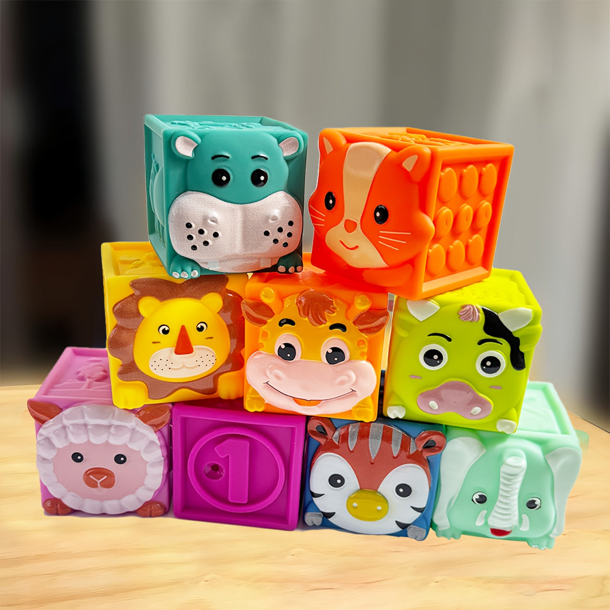 Animal Soft Blocks Stacking Toy for Toddlers - Shape Recognition