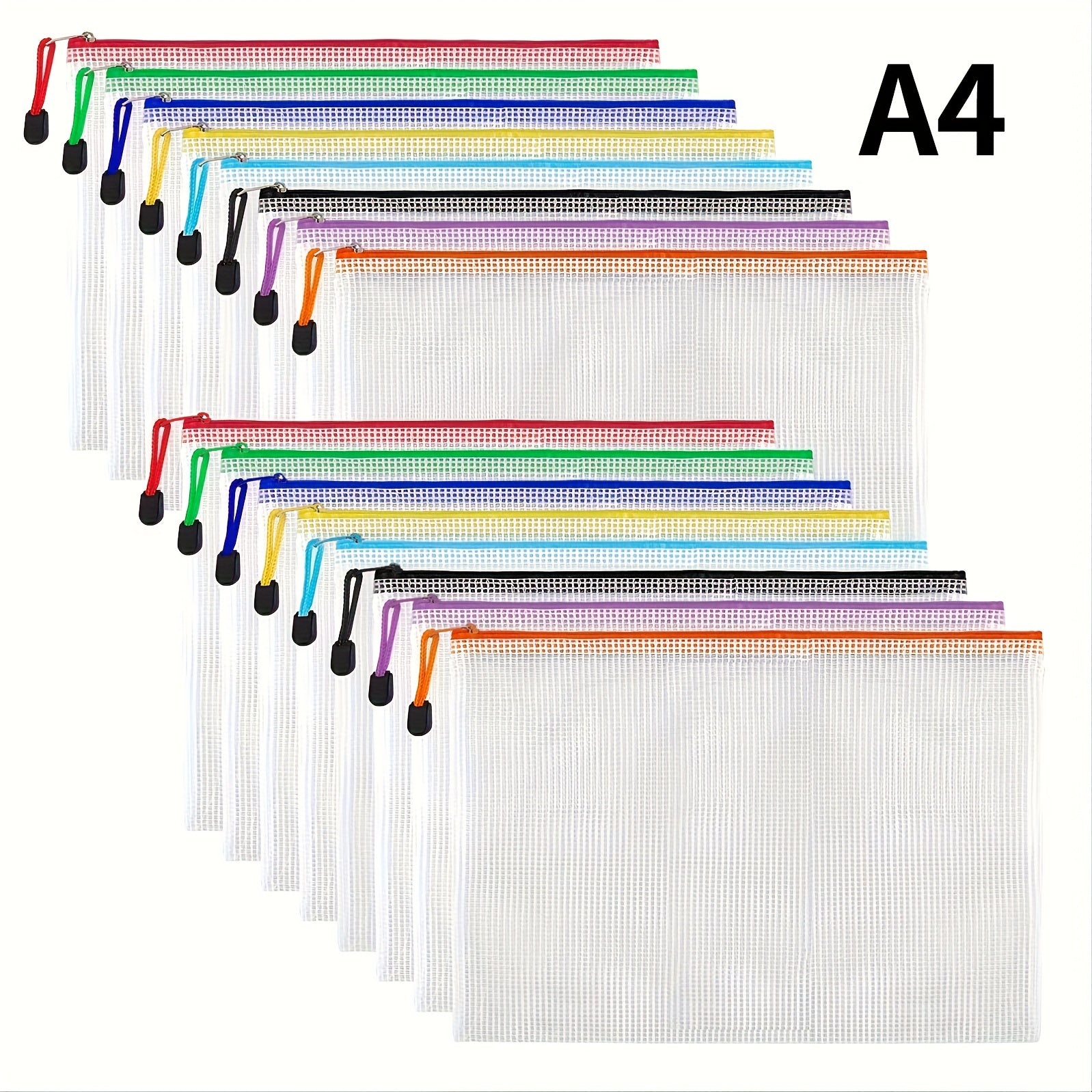 16pcs Mesh Zipper Pockets File Pockets Waterproof Zipper Pockets