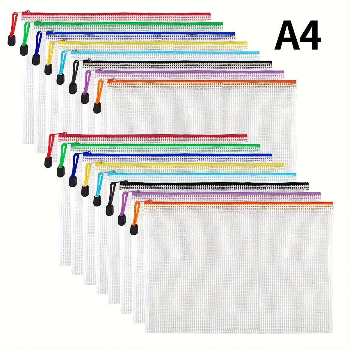 16pcs Mesh Zipper Pockets File Pockets Waterproof Zipper Pockets