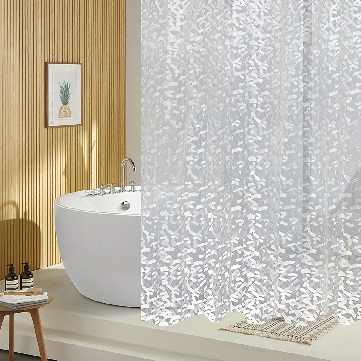Waterproof 3D Shower Curtain with Metal Grommet, Thickened Fabric