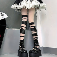 2 Pairs Strappy Over The Knee Socks Women's Stockings