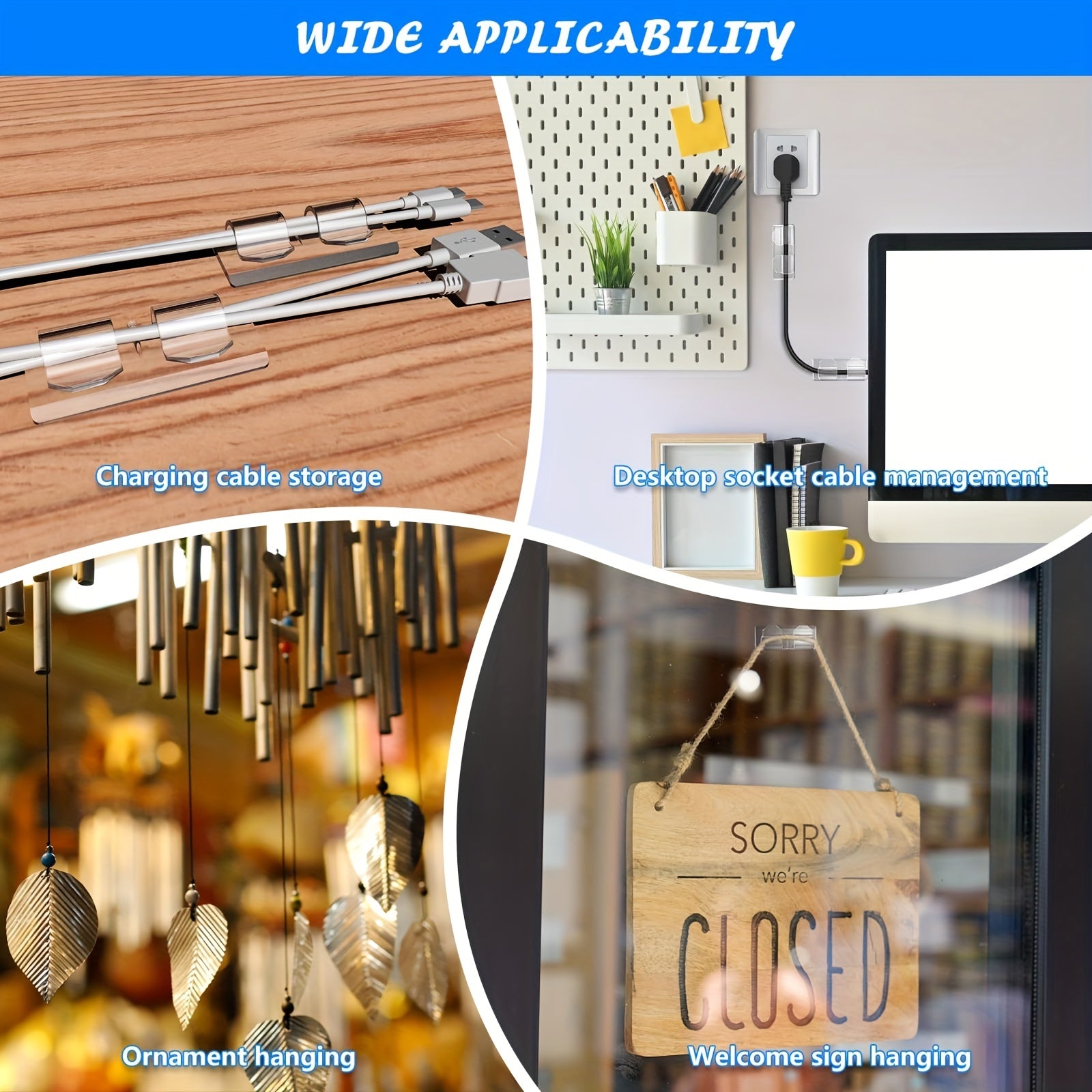 20pcs Self Adhesive Hook Clip for String Lights Waterproof Durable Clips