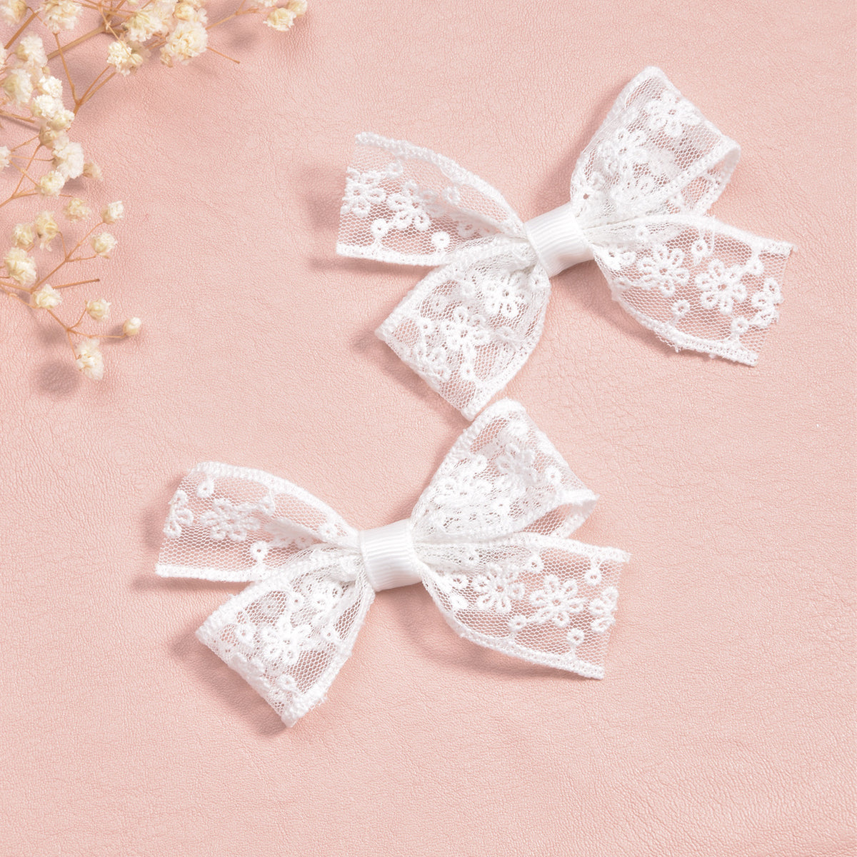 2pcs Girls Lace Bow Hair Clips Hair Accessories