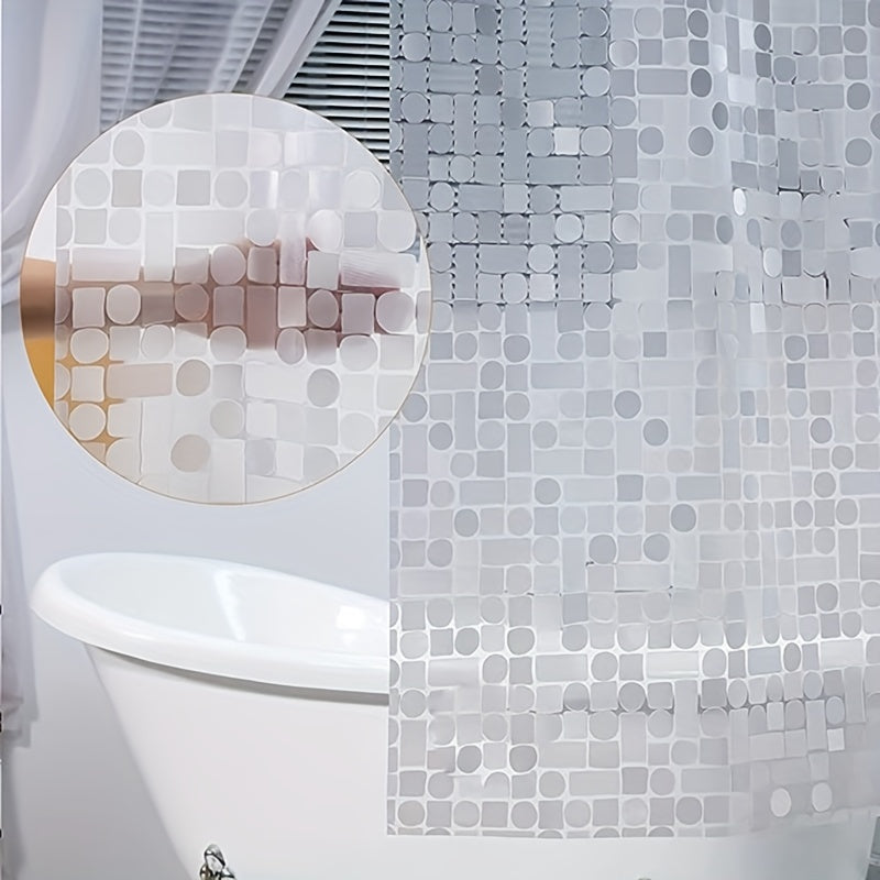3D Waterproof Shower Curtain Square & Circular Patterns + 12 Plastic Hooks