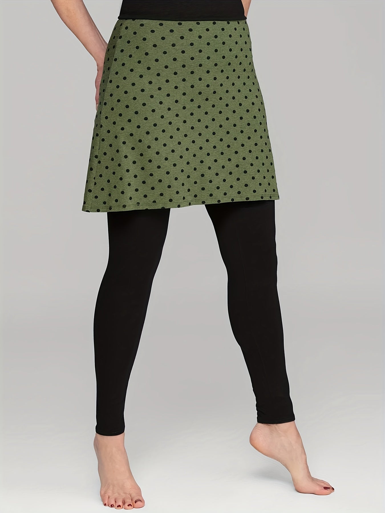  Polka Dot High Rise Stretch Skirted Pants