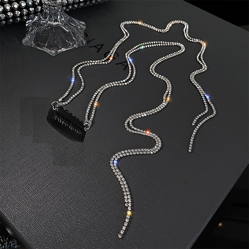 Bling Rhinestones Chain Tassel Hairpin Hair Barrette
