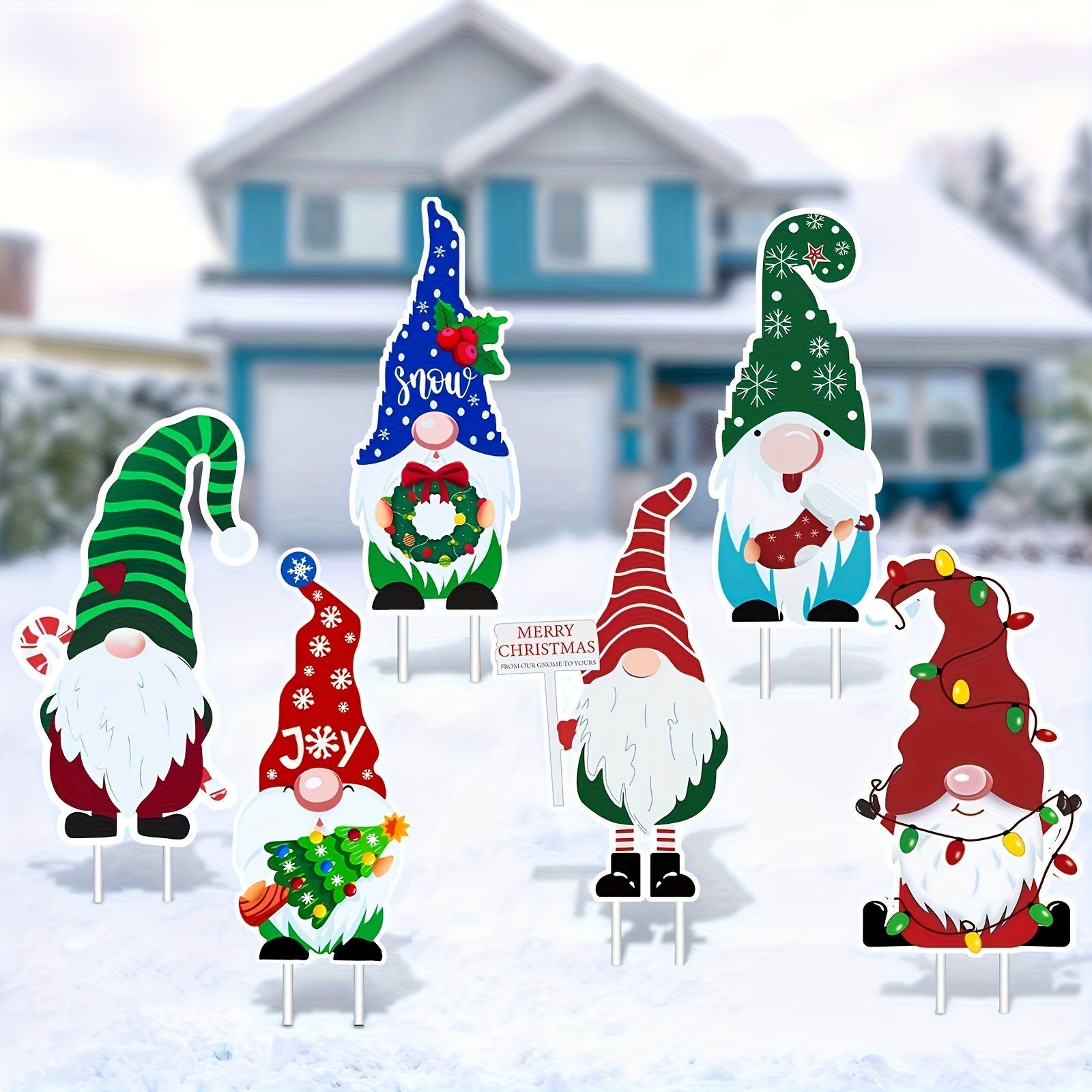 6pcs Christmas Yard Sign Decor Set - Outdoor Holiday Props