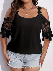  Cold Shoulder Floral Jacquard Top