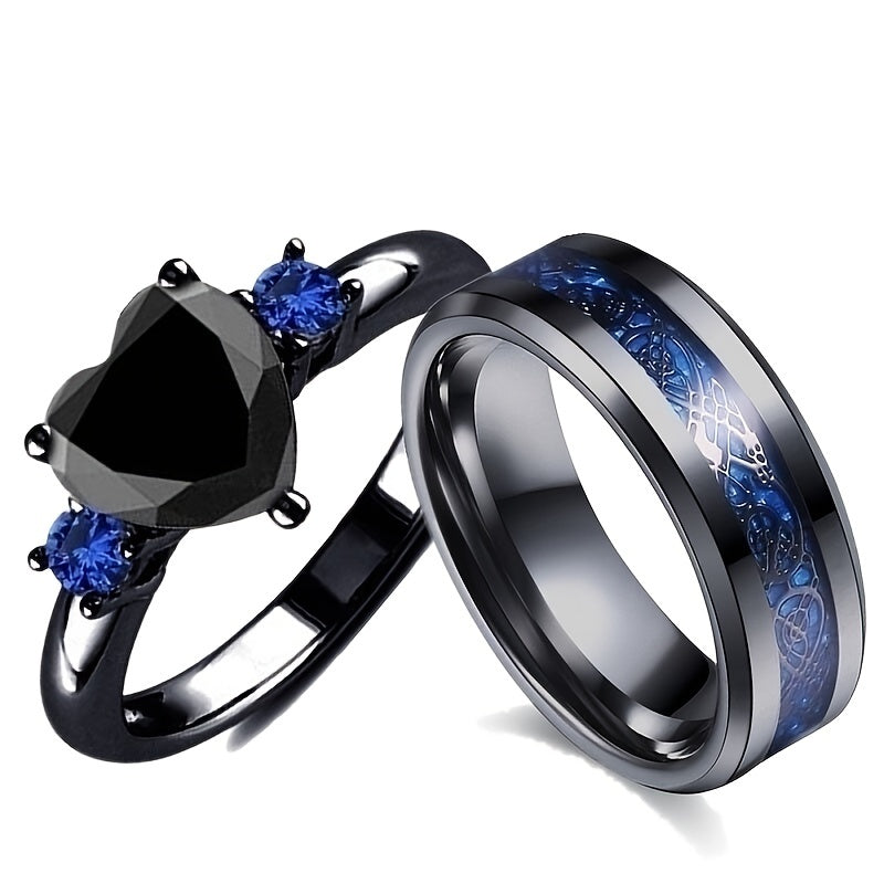 Heart shaped Zircon Couple Ring