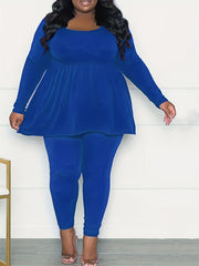  Peplum Top & Leggings 2 Piece Set