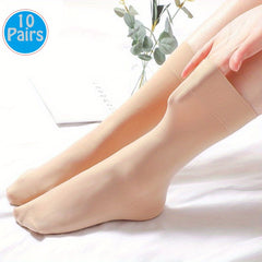 15 Pairs Women's Mid Tube Crew Socks Solid Color Comfortable Stocking