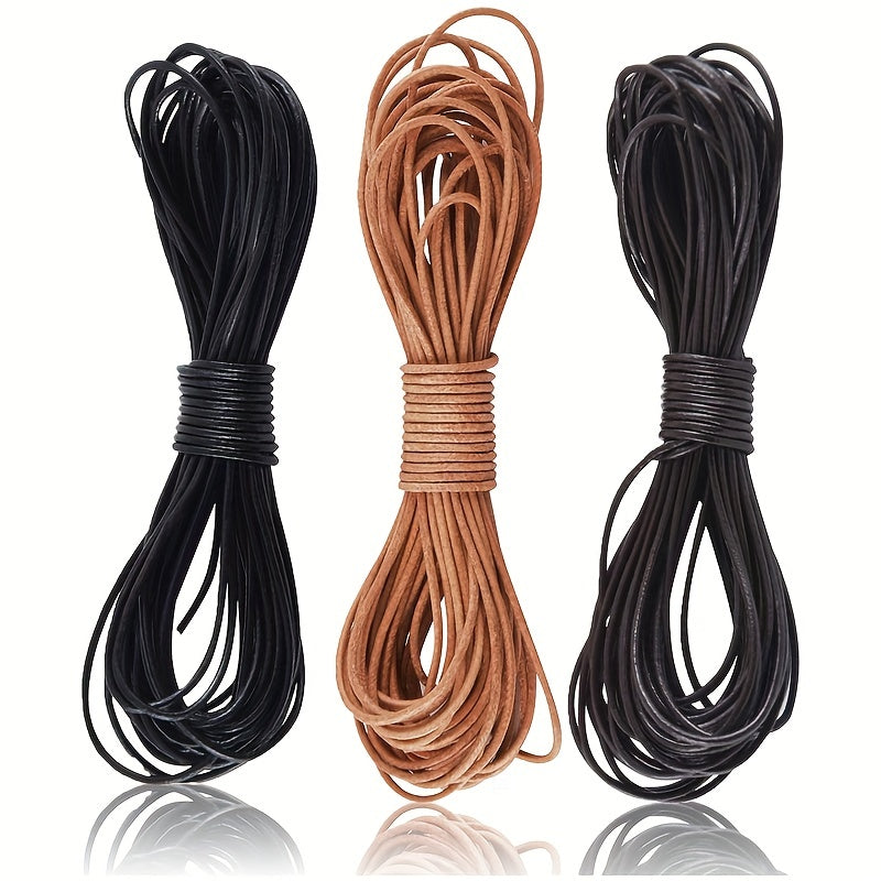 1 Yard Cowhide Round Leather Cords Rope String DIY Jewelry Making Khaki