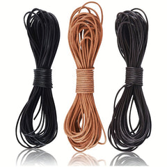 1 Yard Cowhide Round Leather Cords Rope String DIY Jewelry Making Khaki