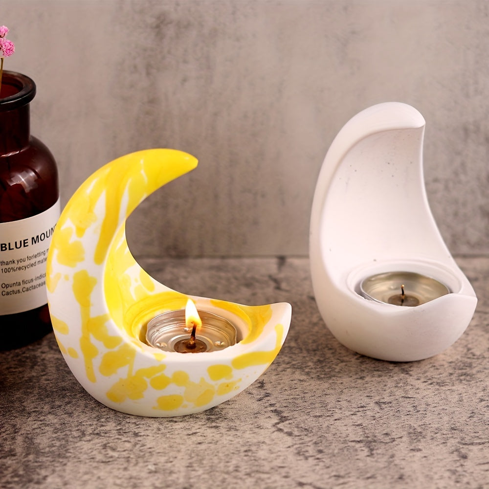 Moon Candle Holder Silicone Mould DIY Plaster Home Decoration