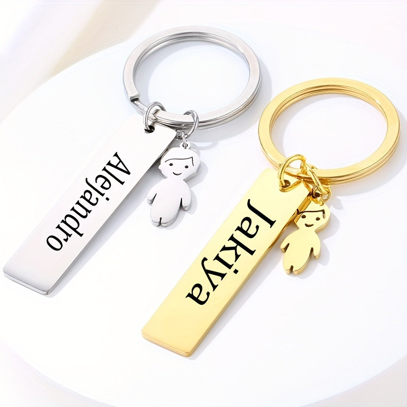 Personalized Name ID Keychain Stainless Steel Pendant