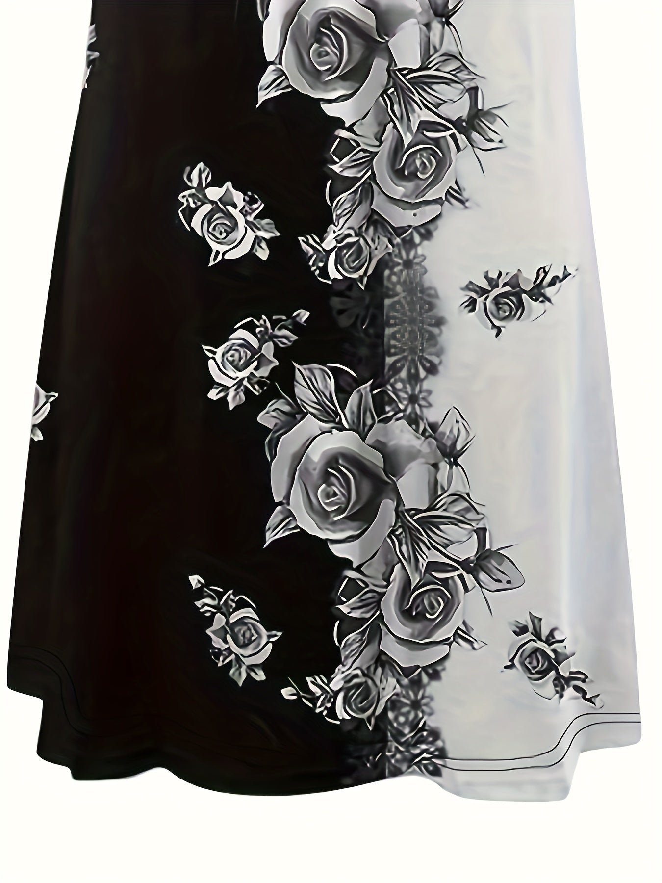  Colorblock Floral Print Round Neck Tank Dress
