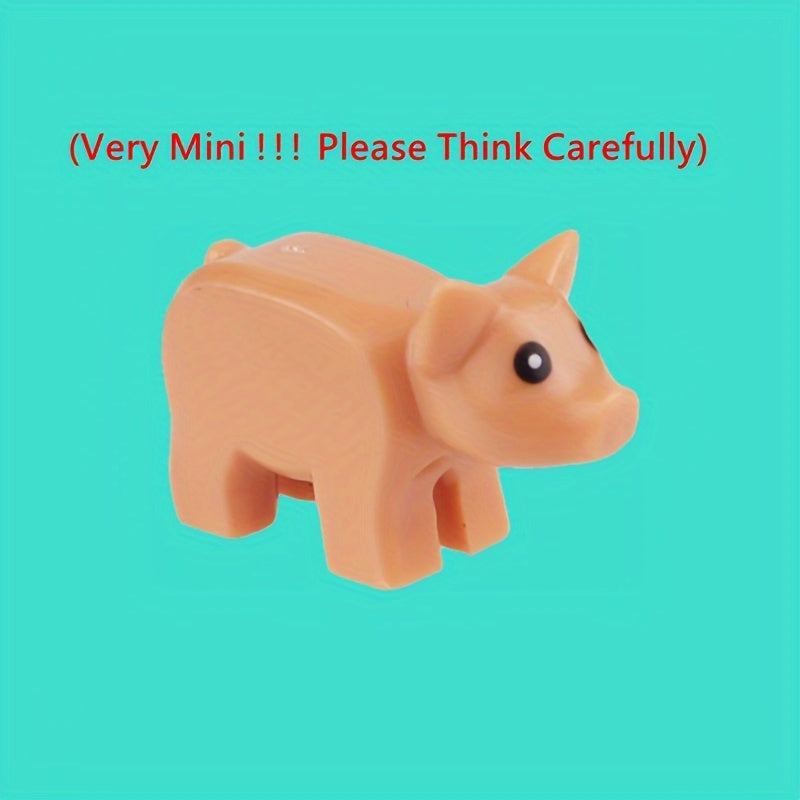 5pcs Mini Building Block Pink Piglet Farm Decoration DIY Animal Park