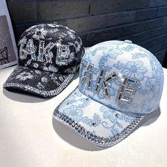 Y2K Rhinestone Flower Baseball Cap Mesh Sports Hat