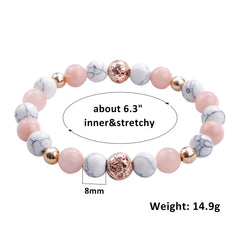 Rose Quartz Beaded Chakra Bracelet Gemstone Healing Crystal Jewelry
