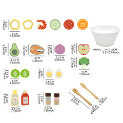 Wooden Pretend Fruits & Vegetables Toy Set for Salads