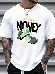 Cartoon Money Print Men's Graphic Crew Neck T-shirt