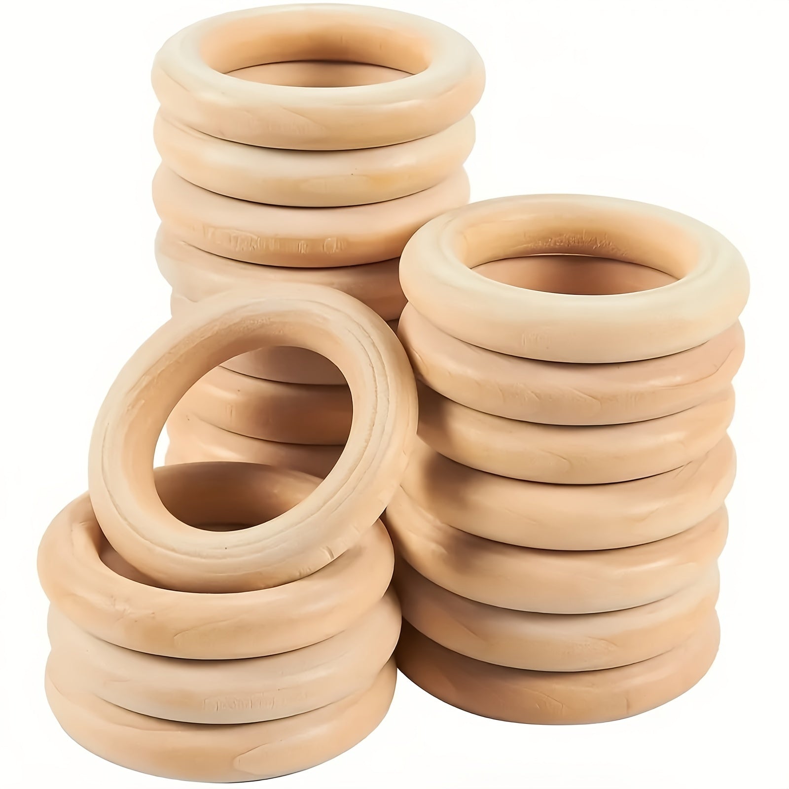 10Pcs Natural Wooden Rings for Jewelry Making DIY Accessory