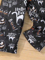 Toddler Girls Skeleton Print 2 In 1 Long Sleeve Top And Overalls Set