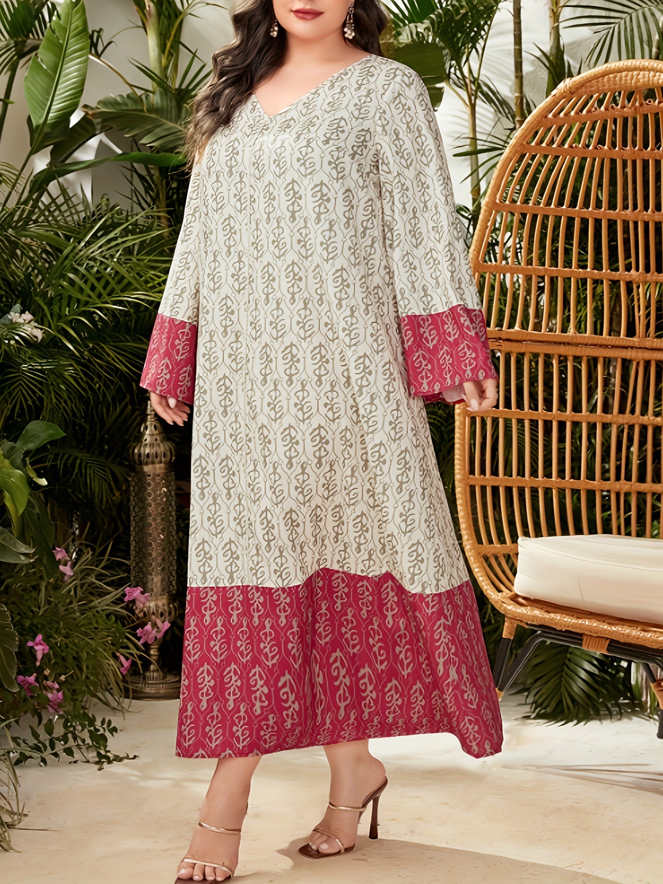  Jalabiya Dress Women's Plus Floral Print Maxi Dress