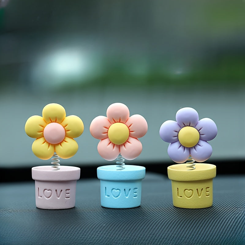 Car Decoration Small Flower Pot Statue Healing Series Simulation Pot Plant