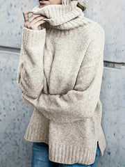  Solid Long Sleeve Turtle Neck High Stretch Jumper