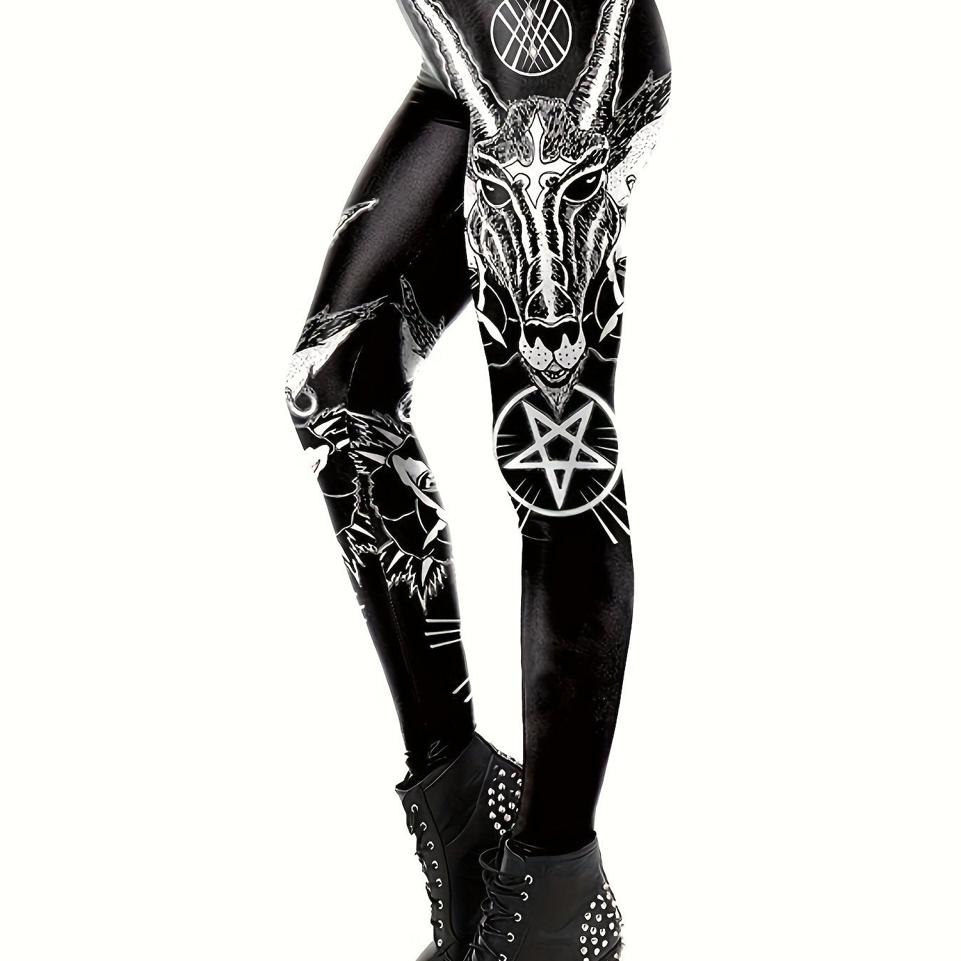 Women's Plus Goth Graphic Print High Rise Skinny Pants