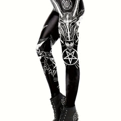 Women's Plus Goth Graphic Print High Rise Skinny Pants