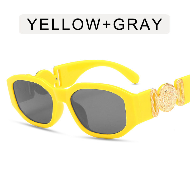 Small Polygonal Vintage Sunglasses Thick Temple Gradient Women Shades