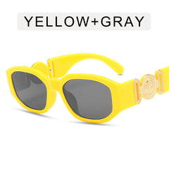 Small Polygonal Vintage Sunglasses Thick Temple Gradient Women Shades