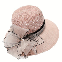Mesh Flower Decor Bucket Hat Crochet Breathable Basin Hat Sun Hats For Women