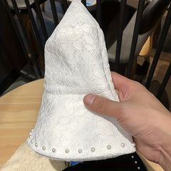 Faux Pearl Decor Bucket Hat Flower Embroidery Summer Sunshade Travel Beach Hats
