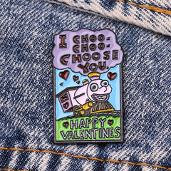 Train Animation Enamel Metal Brooch Accessory