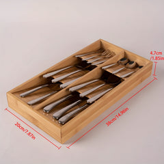Bamboo Silverware Drawer Divider Organizer