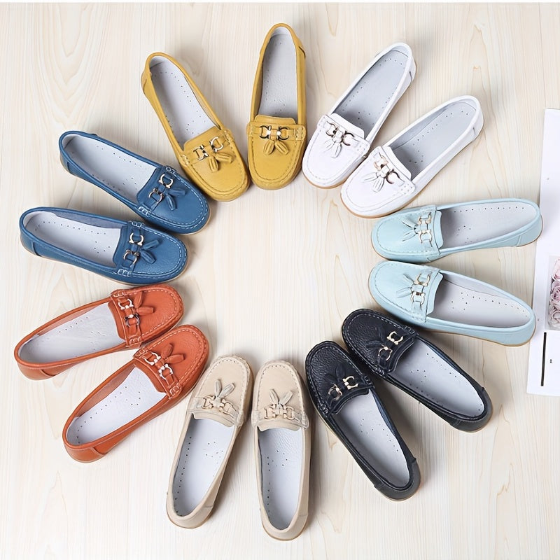 Women's Tassel Flat Loafers Soft Slip On Shoes Casual Round Toe Flats