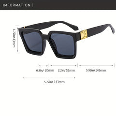 Square Frame Sunglasses Metal Temple Glasses UV400