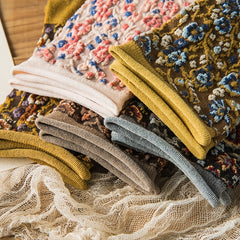 Vintage Floral Print Curling Socks - Comfy & Breathable - Women's Stockings