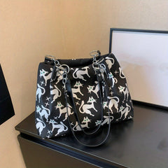 Cat Pattern Tote Bag Lightweight Shoulder Bag Casual Commuter Bag