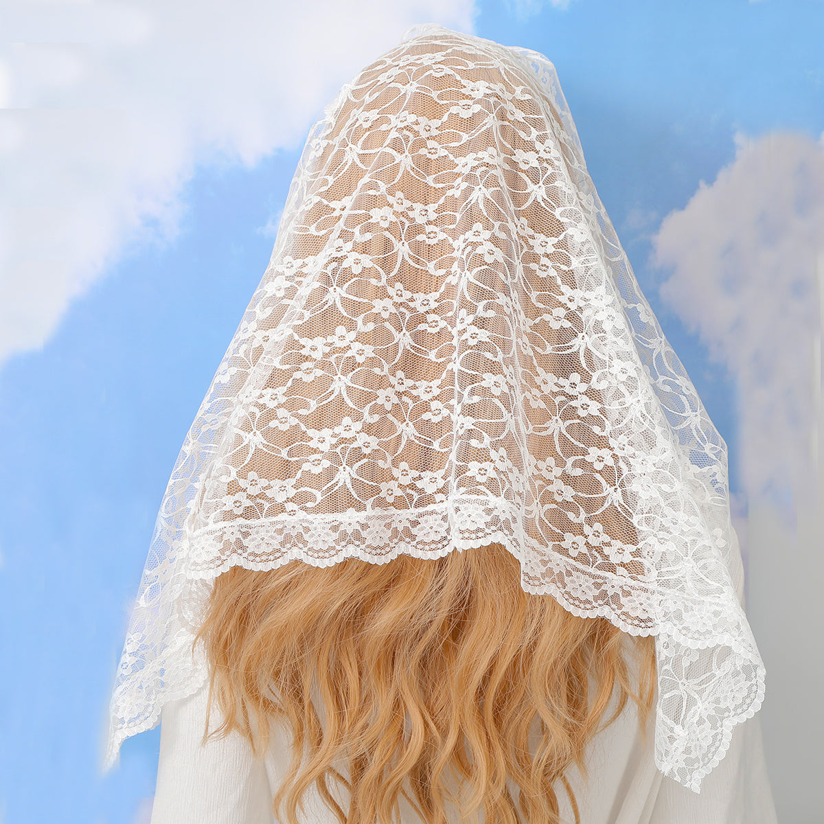 Lace Mesh Hair Scarf for Brides at Weddings