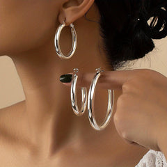 6 Golden Hoop Earrings Hip Hop Style Alloy Jewelry Female Gift Daily
