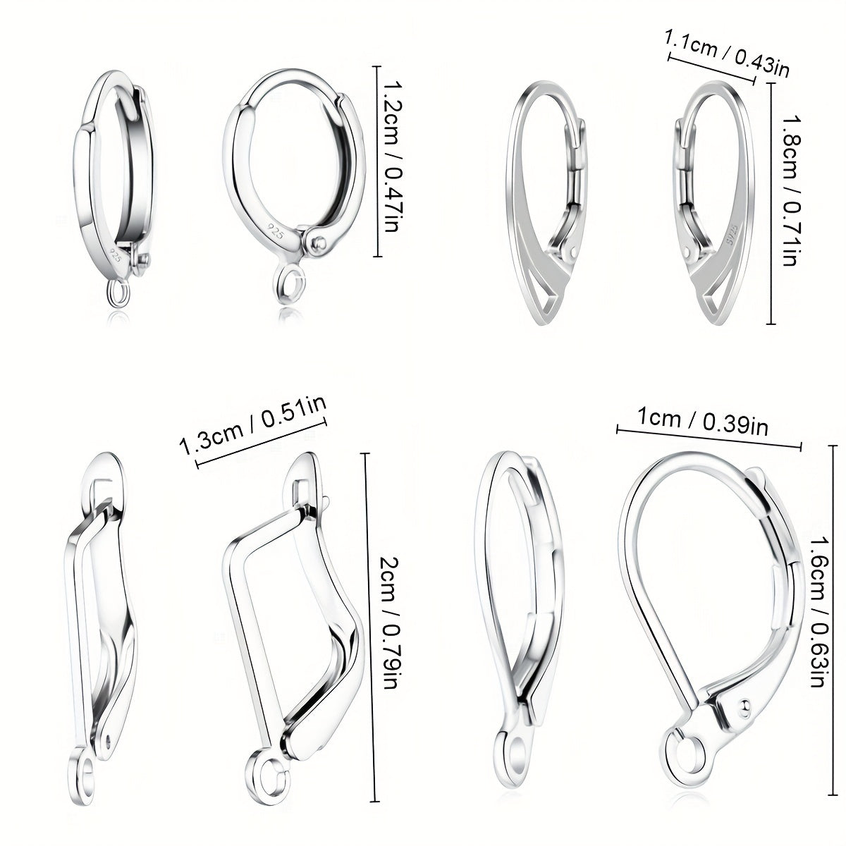100pcs Pack Silver Jewelry Findings Earring DIY Accessories